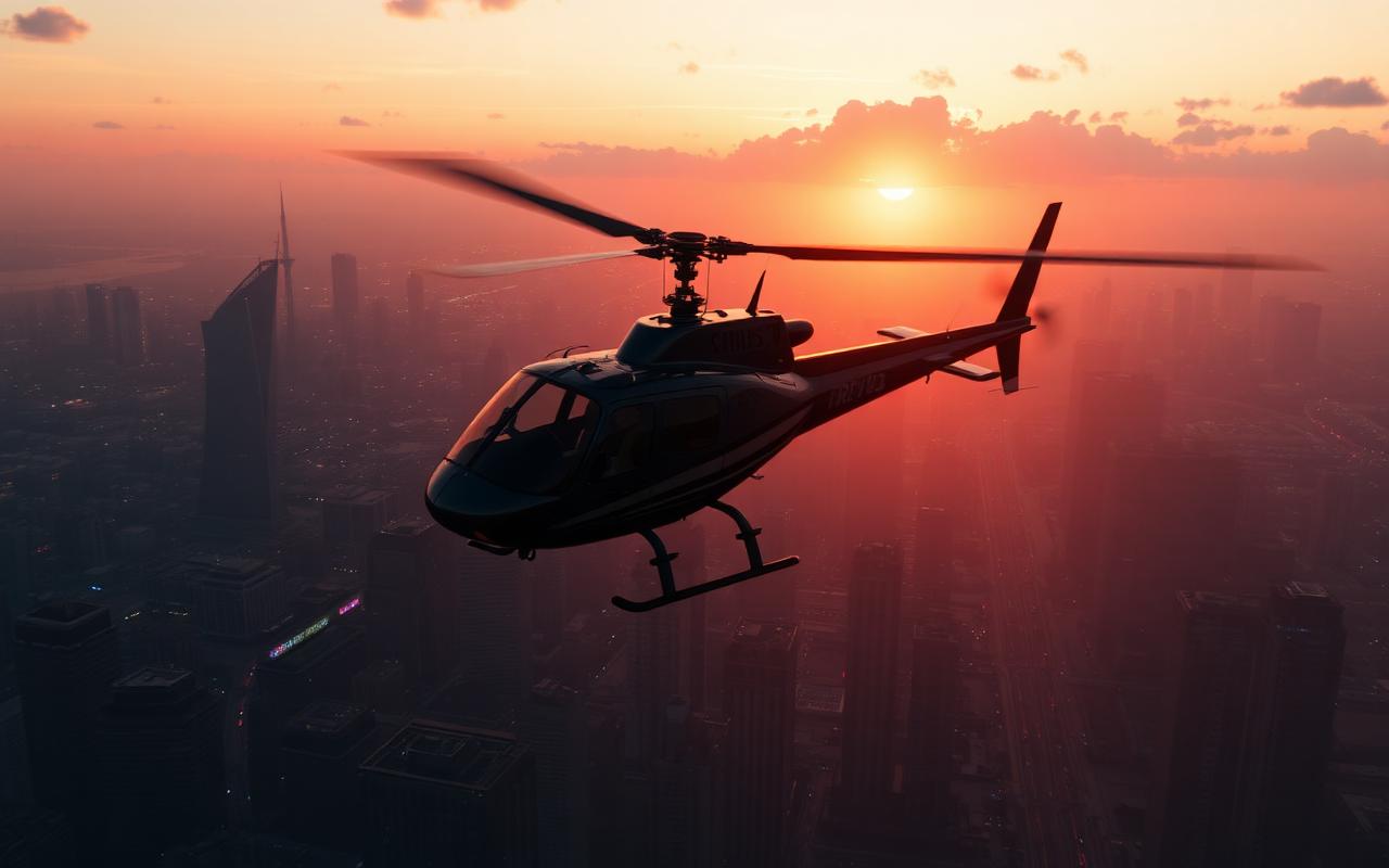 Helicóptero sobre a cidade